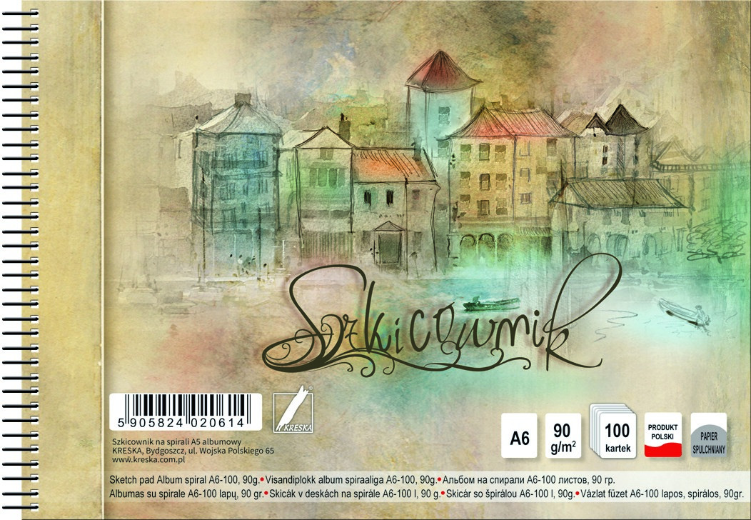 Szkicownik na spirali A6/100k. Kreska